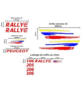 Kit Complet Peugeot  Rallye PTS Personnalisable (205 - 206 - 306...)