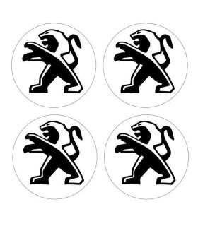 4 Stickers Centres de jante Diam.68mm + Logo Peugeot