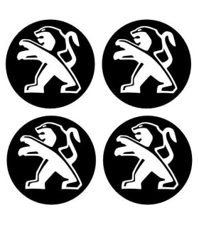 4 Stickers Centres de jante Diam.68mm + Logo Peugeot