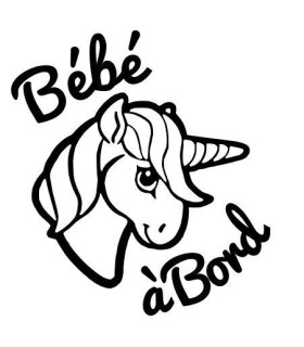 Stickers Bébé à Bord Licorne