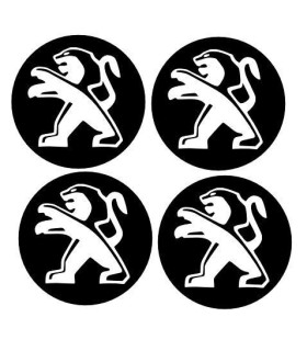 4 Stickers de jante Diam.50mm + Logo Peugeot